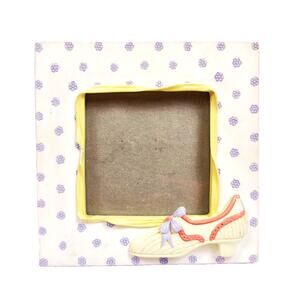 Twos Company Shoe Themed Photo Frame White Polka Dot for 3x3 Tabletop 3-D
